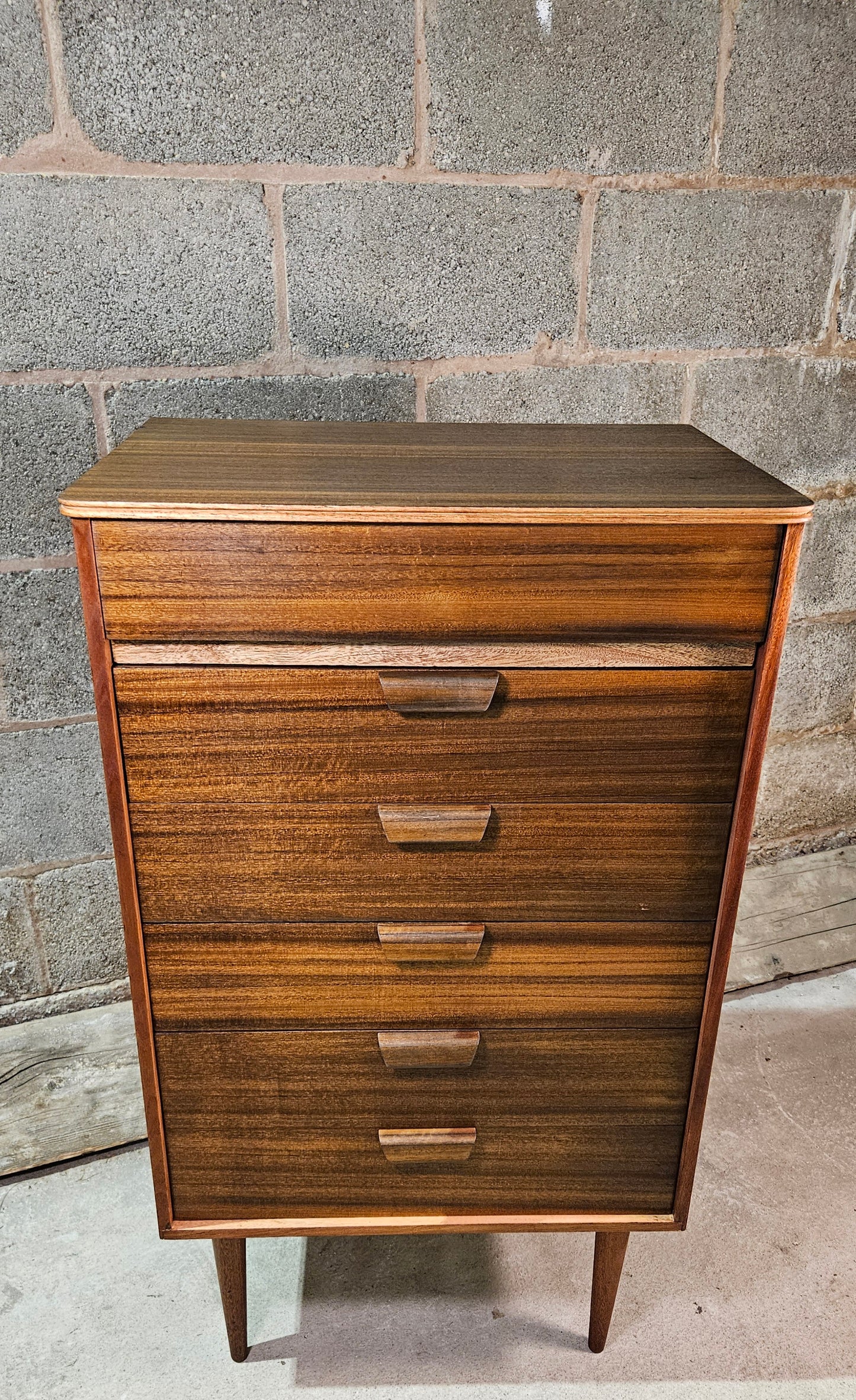 Mid Century Uniflex Dark Teak 6 drawer unit.