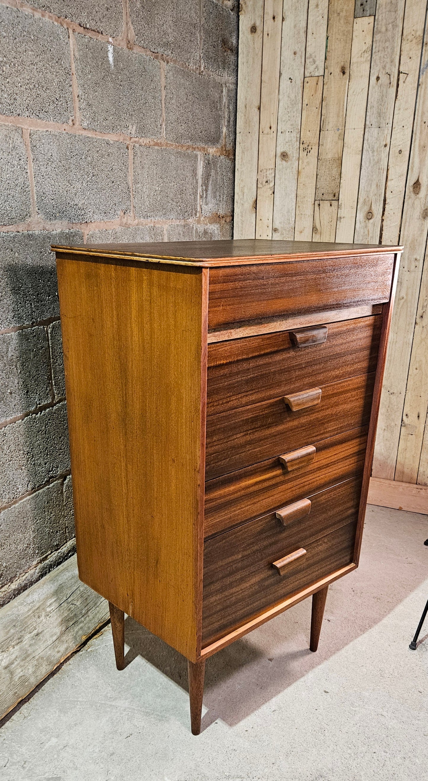 Mid Century Uniflex Dark Teak 6 drawer unit.