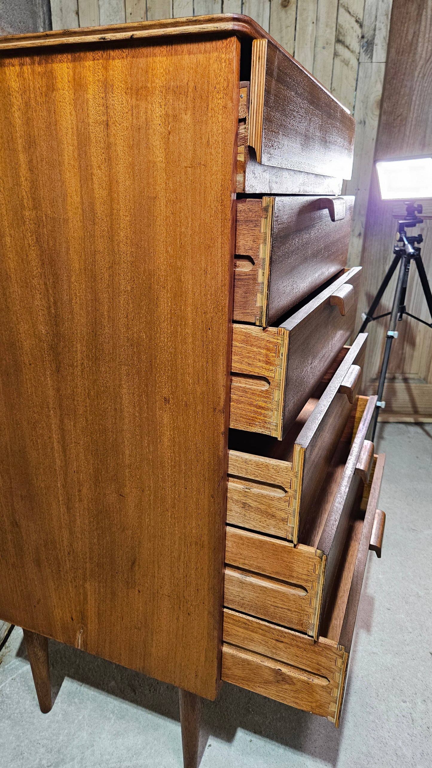 Mid Century Uniflex Dark Teak 6 drawer unit.