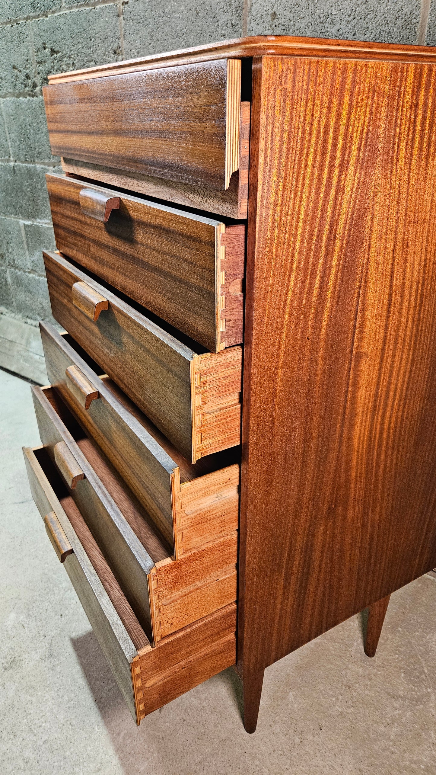 Mid Century Uniflex Dark Teak 6 drawer unit.