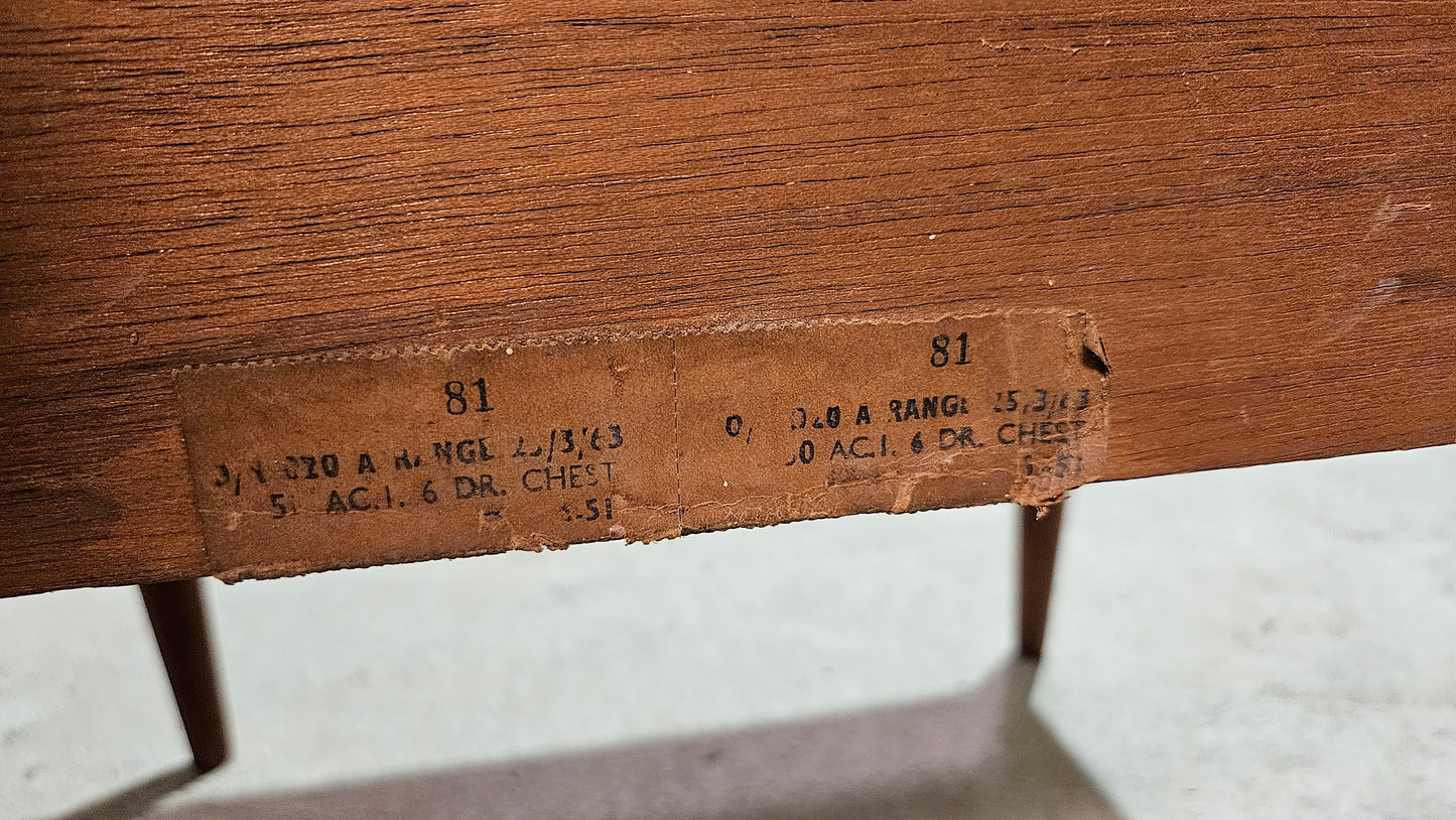 Mid Century Uniflex Dark Teak 6 drawer unit.