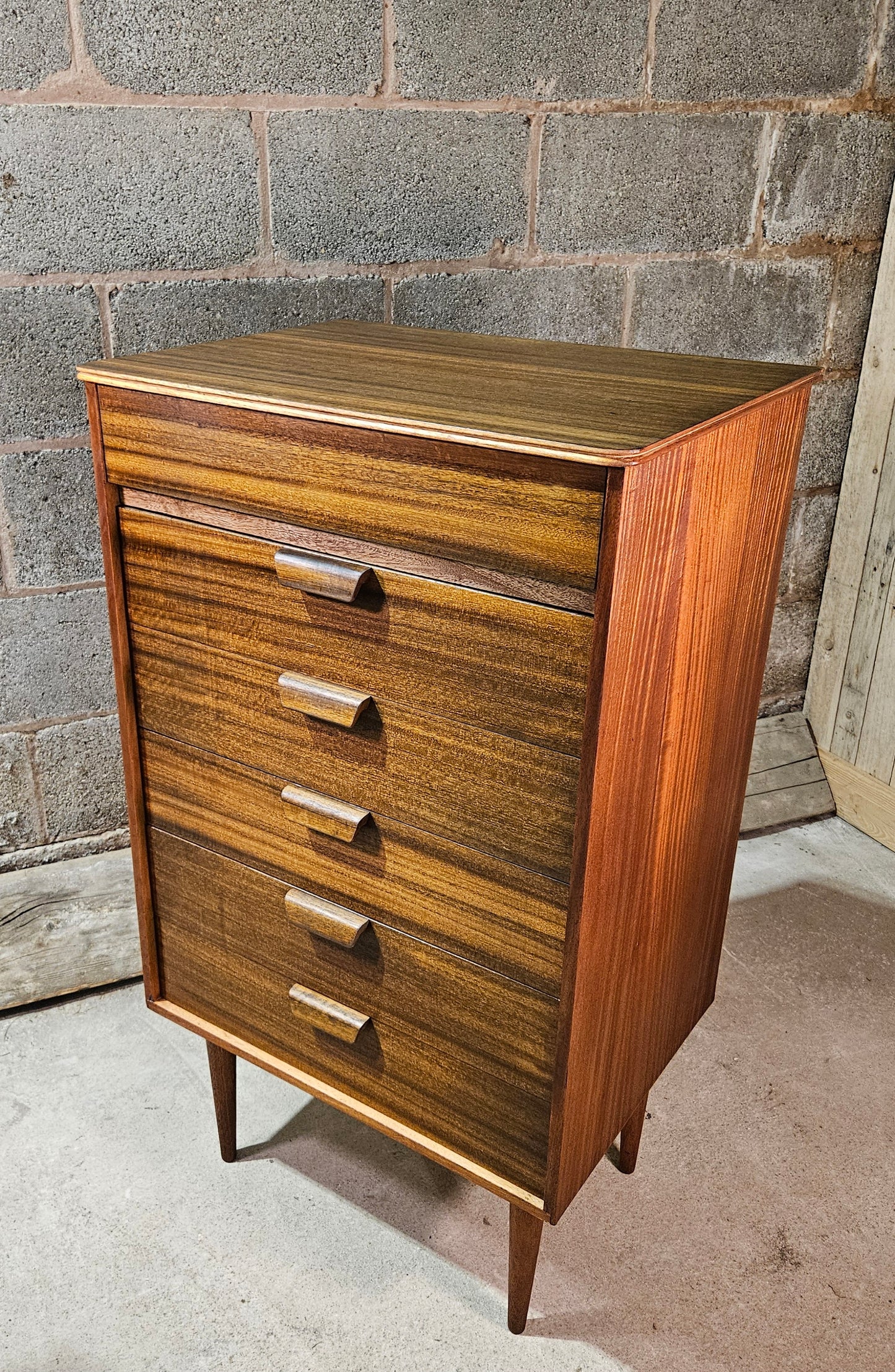 Mid Century Uniflex Dark Teak 6 drawer unit.