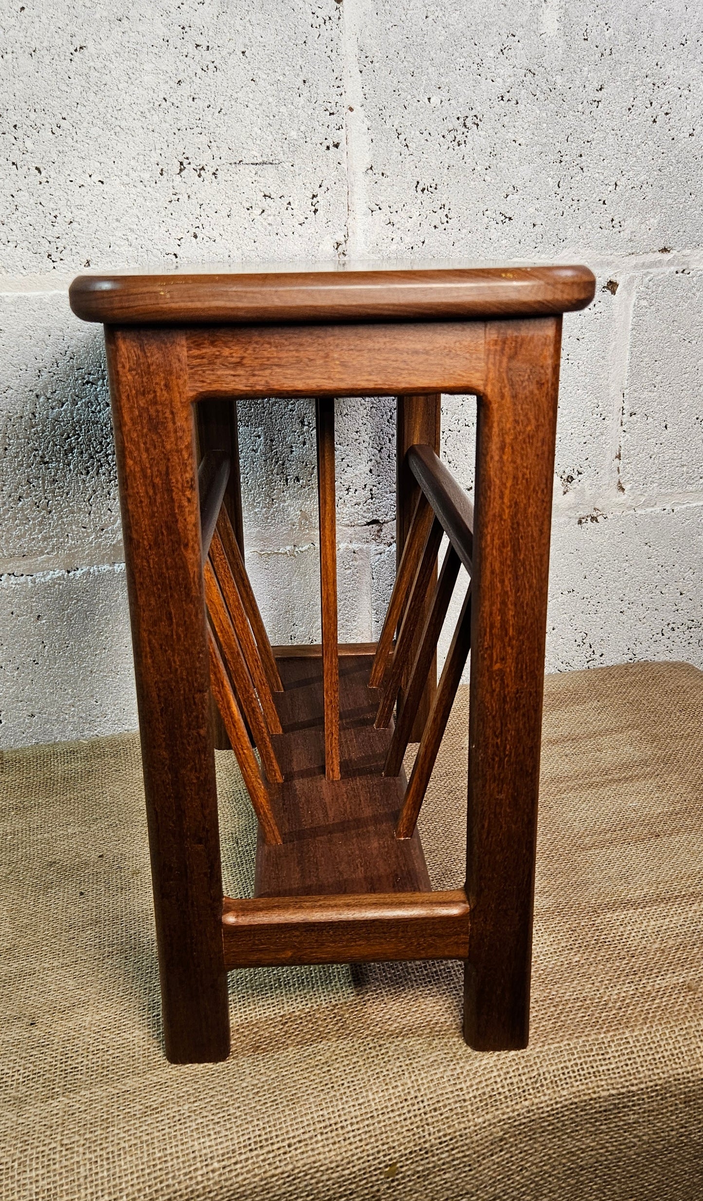 Teak magazine rack side table.