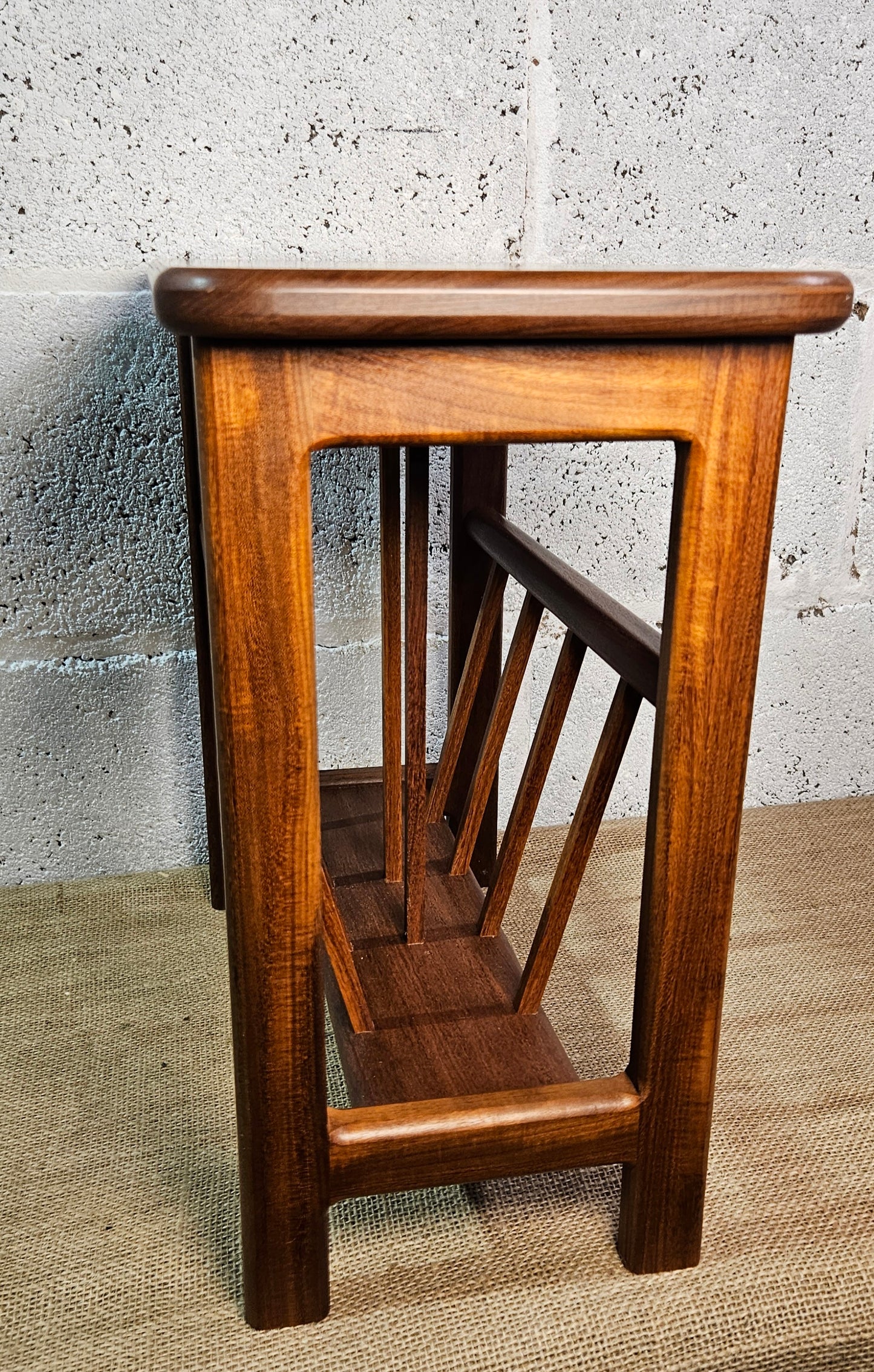 Teak magazine rack side table.