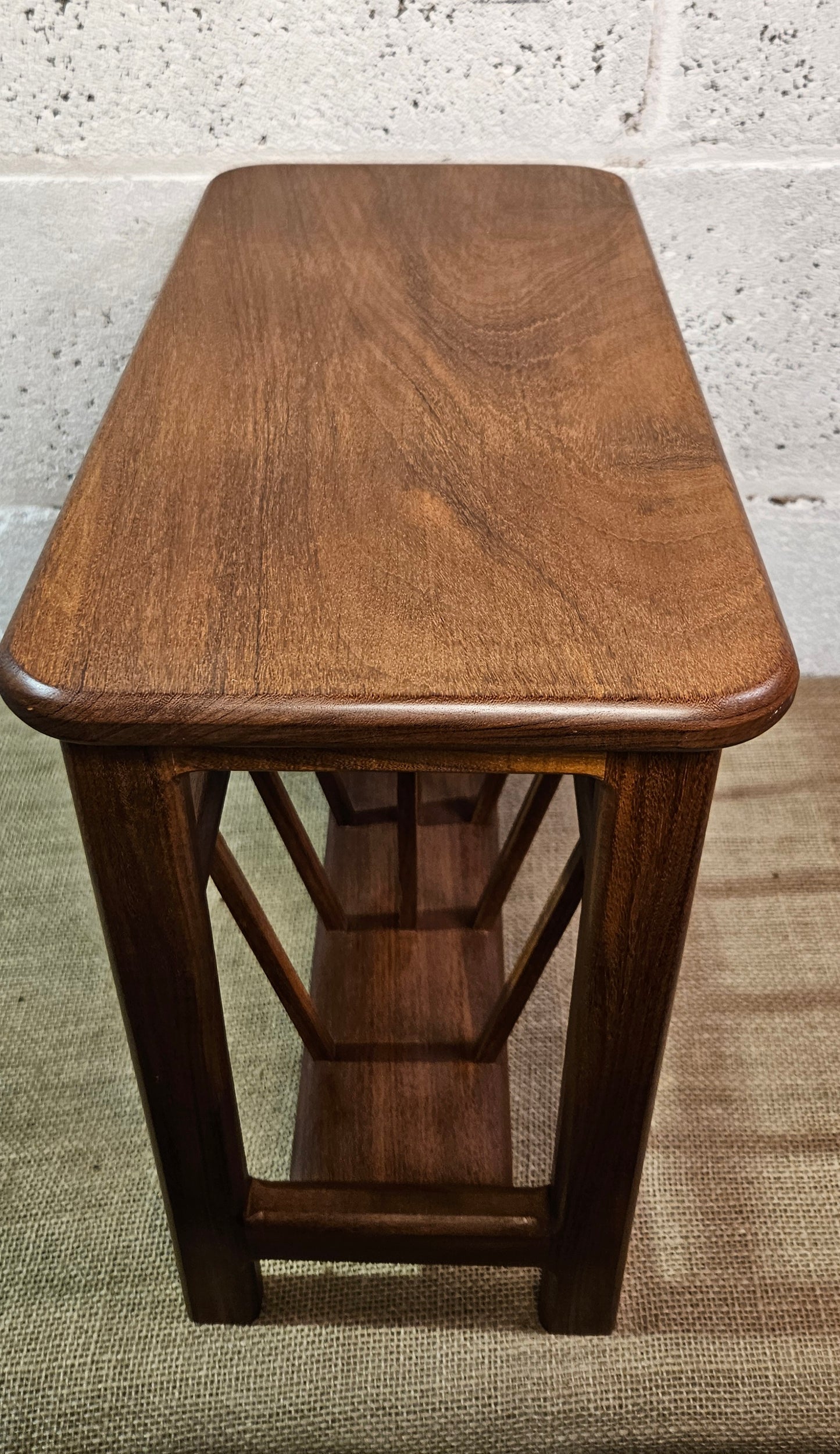 Teak magazine rack side table.