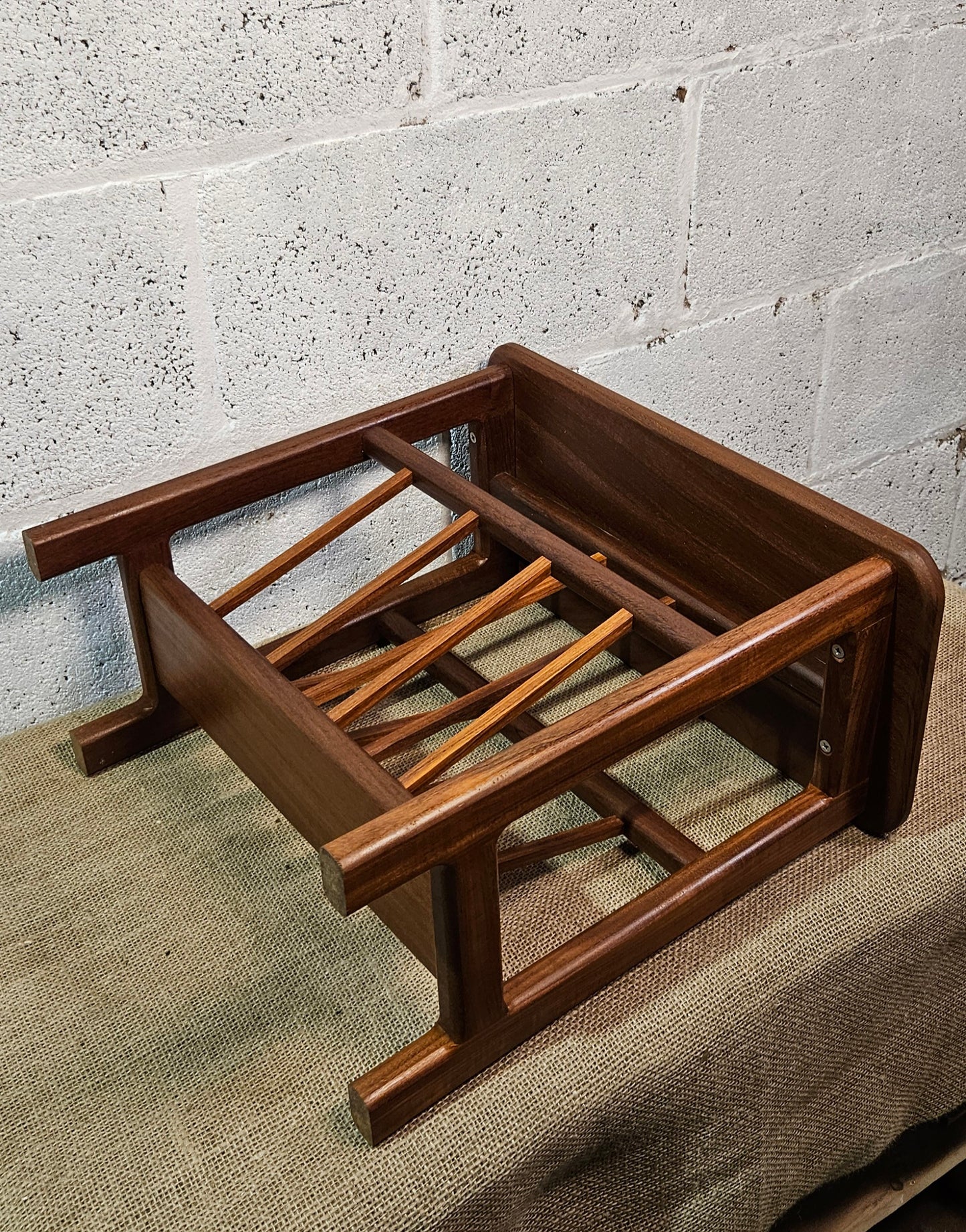 Teak magazine rack side table.