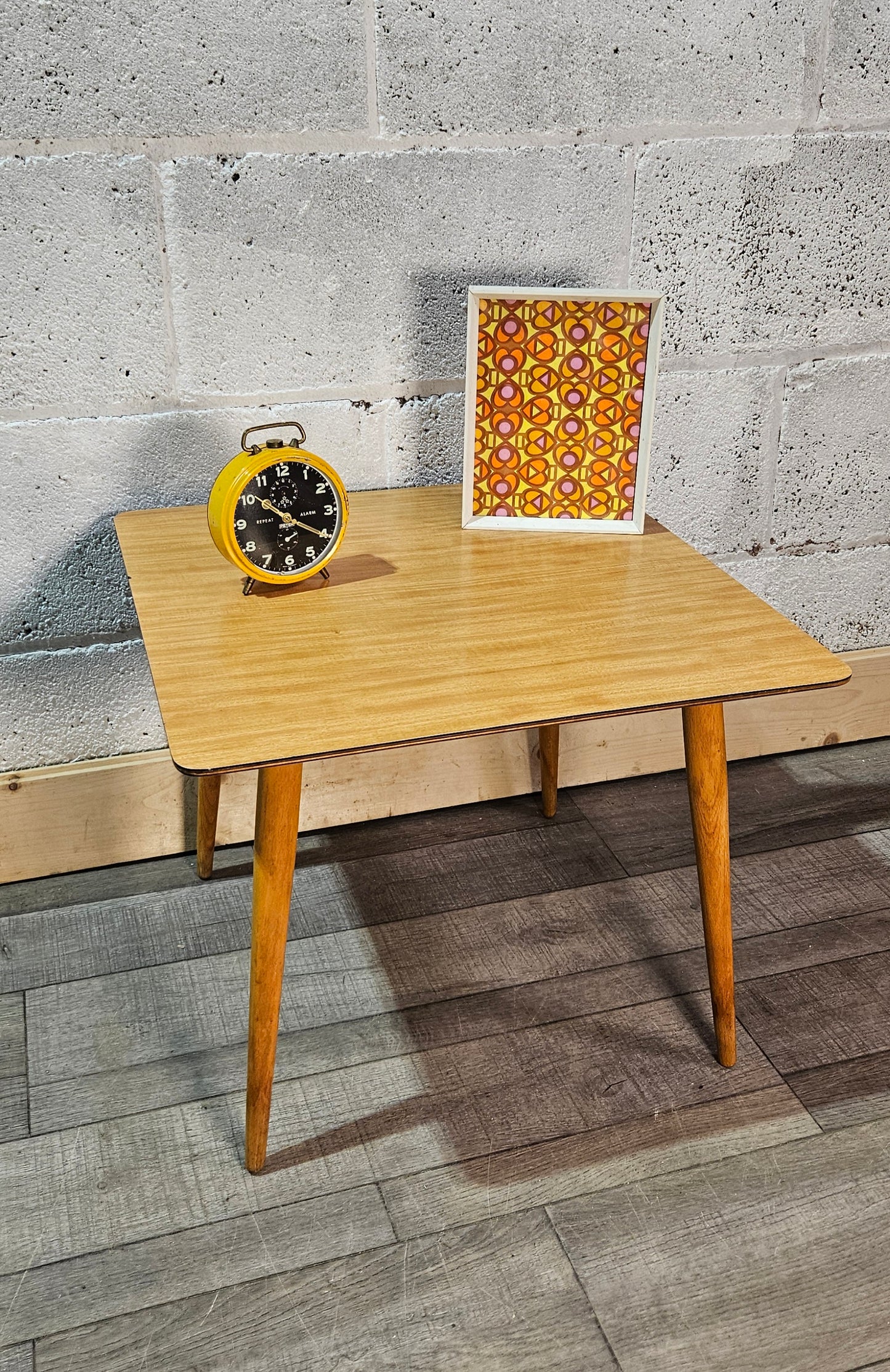 Mid century plywood and formica top coffee table.