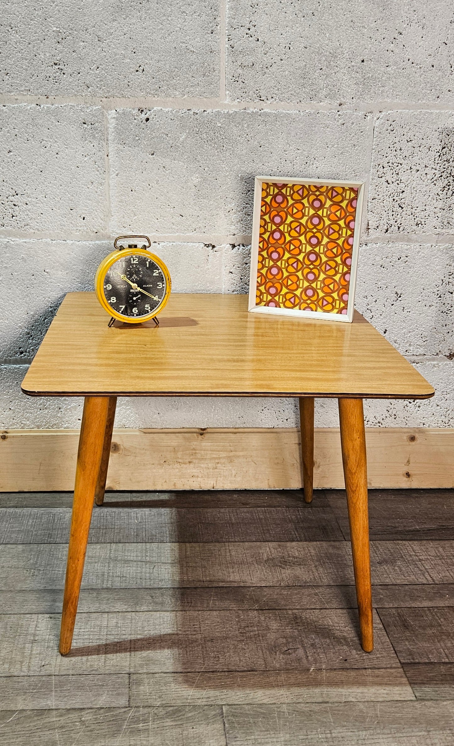 Mid century plywood and formica top coffee table.