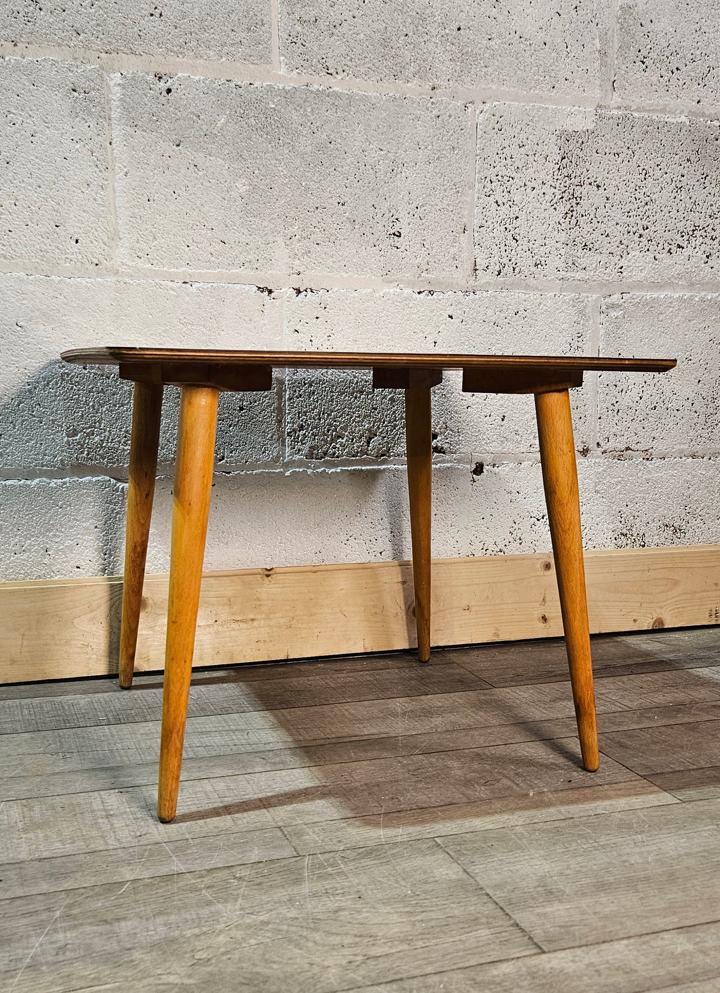 Mid century plywood and formica top coffee table.