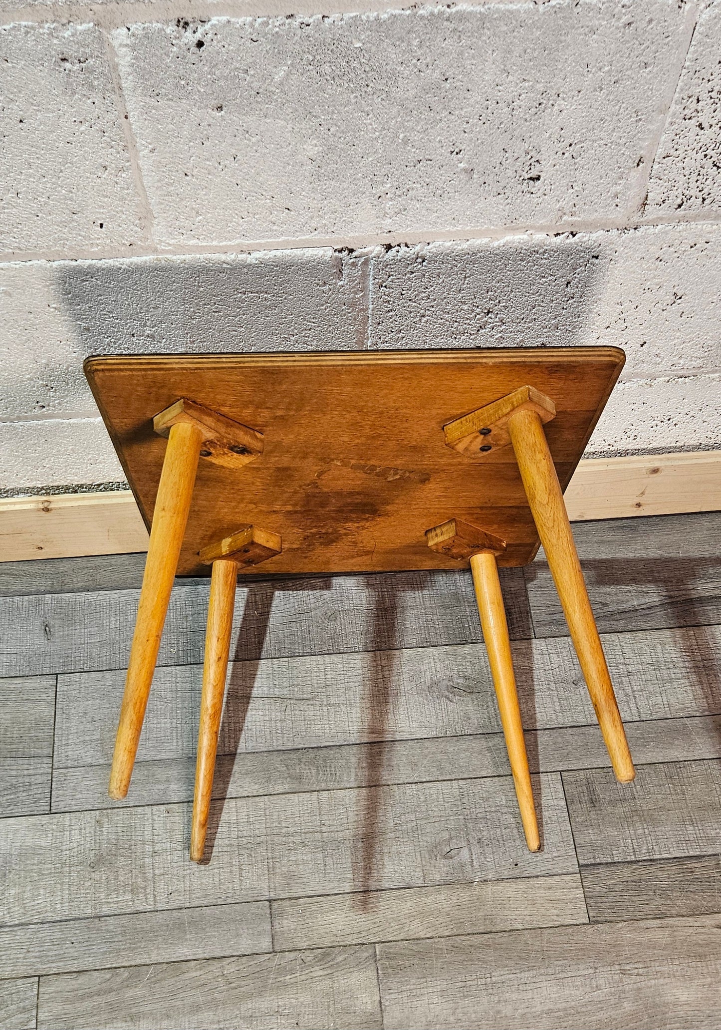 Mid century plywood and formica top coffee table.