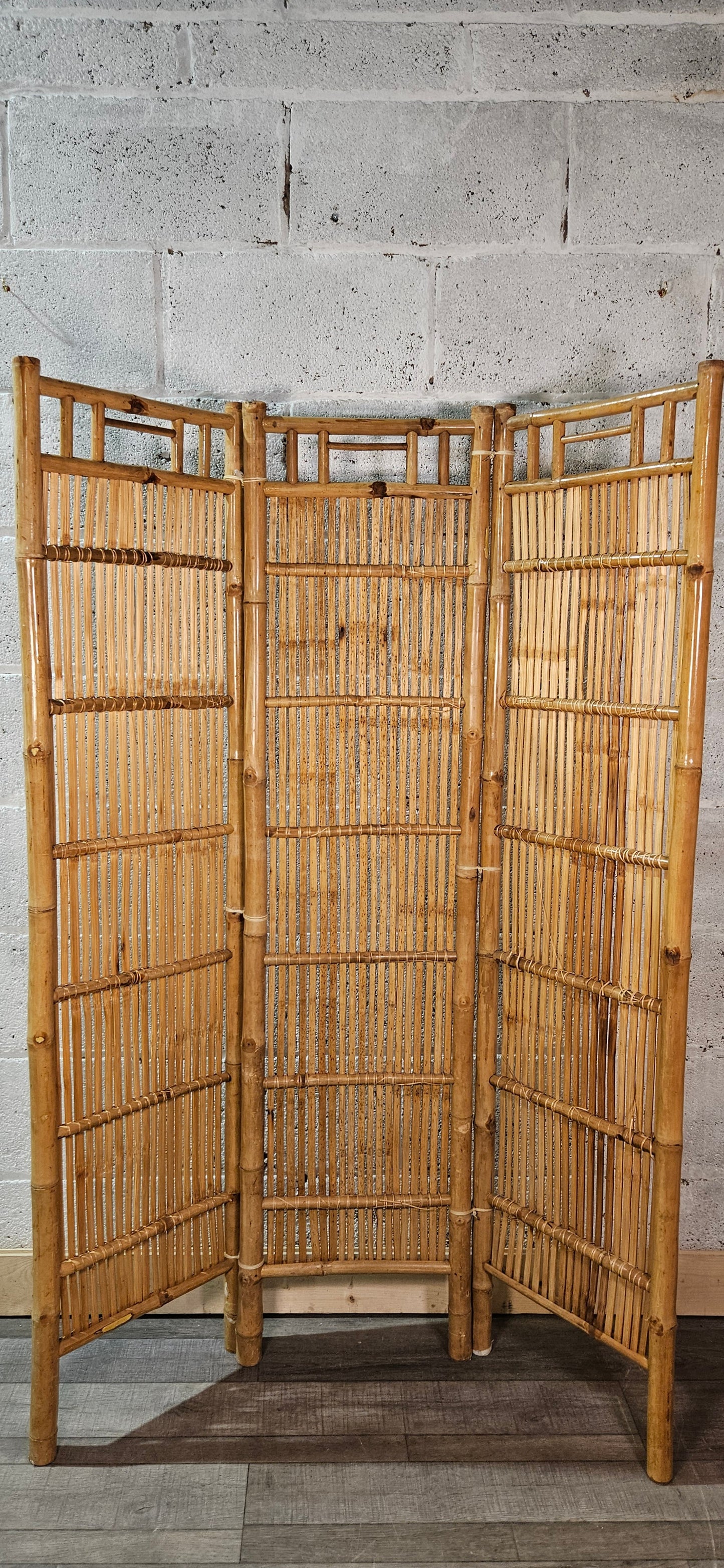 Mid century three section bamboo screen.