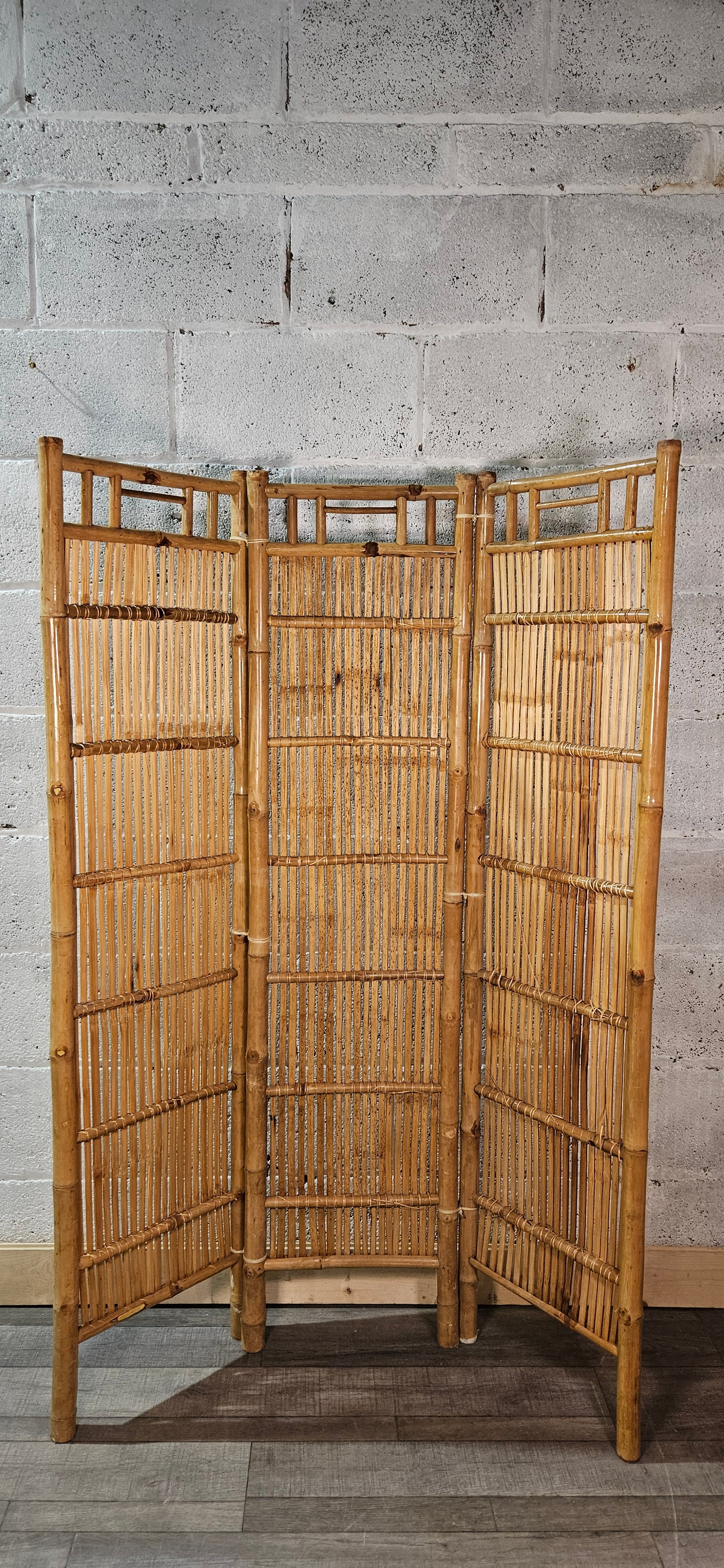 Mid century three section bamboo screen.