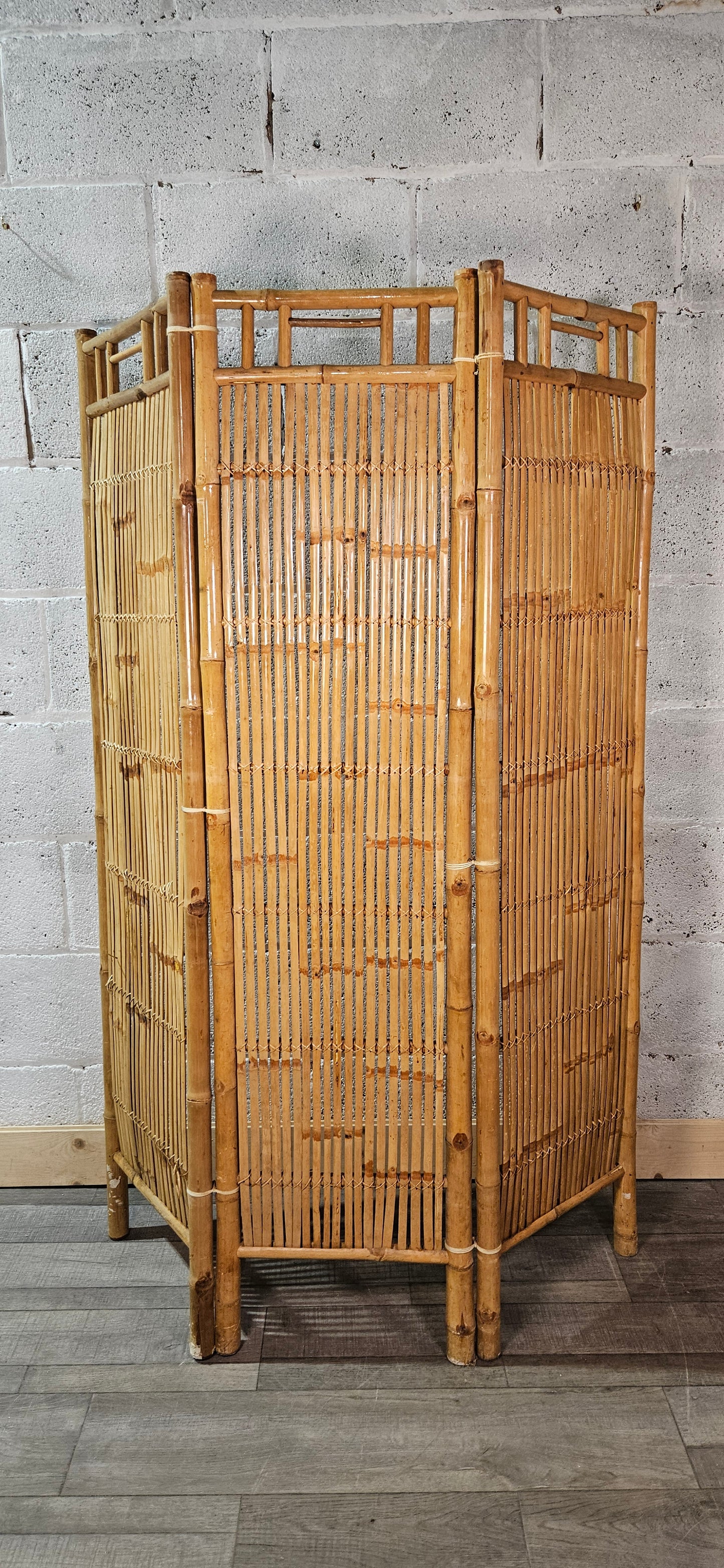 Mid century three section bamboo screen.