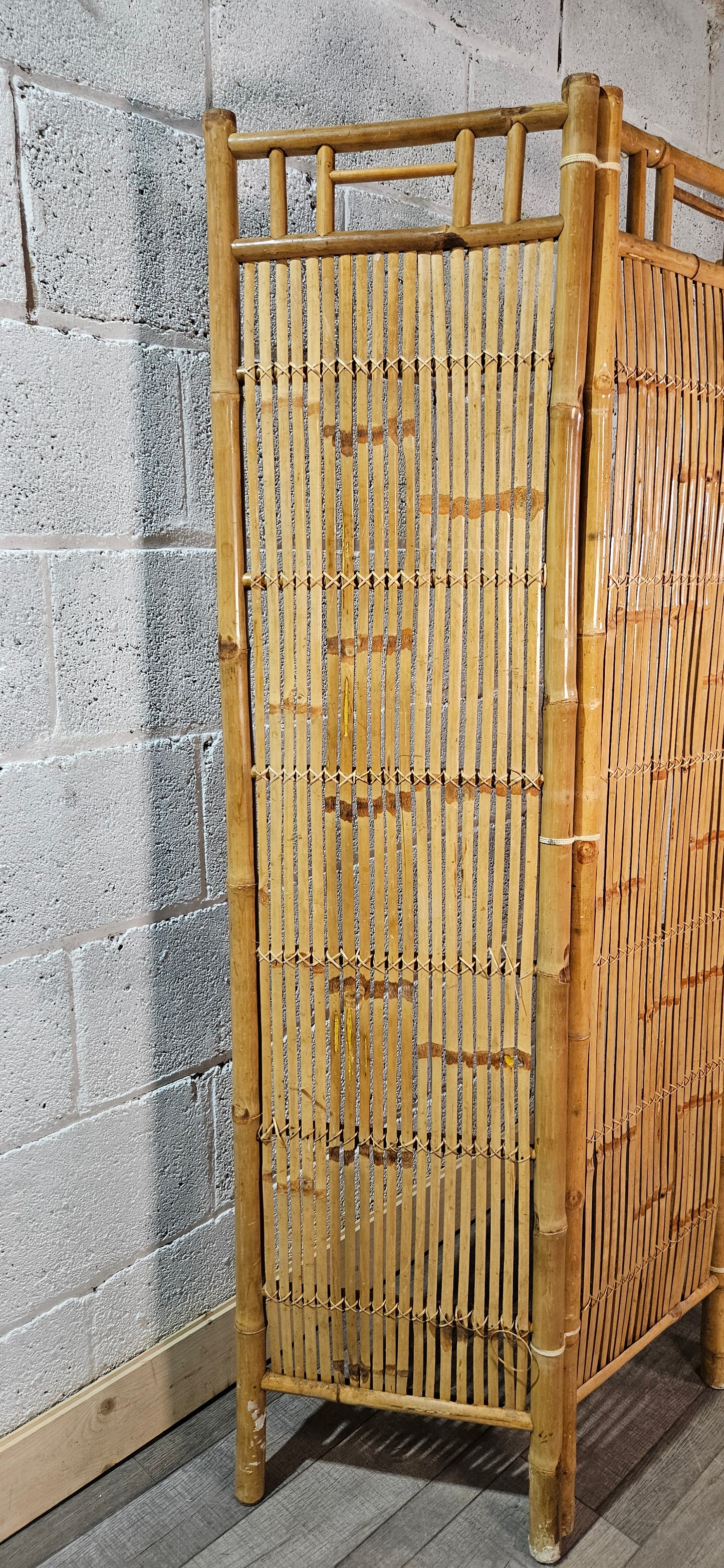 Mid century three section bamboo screen.