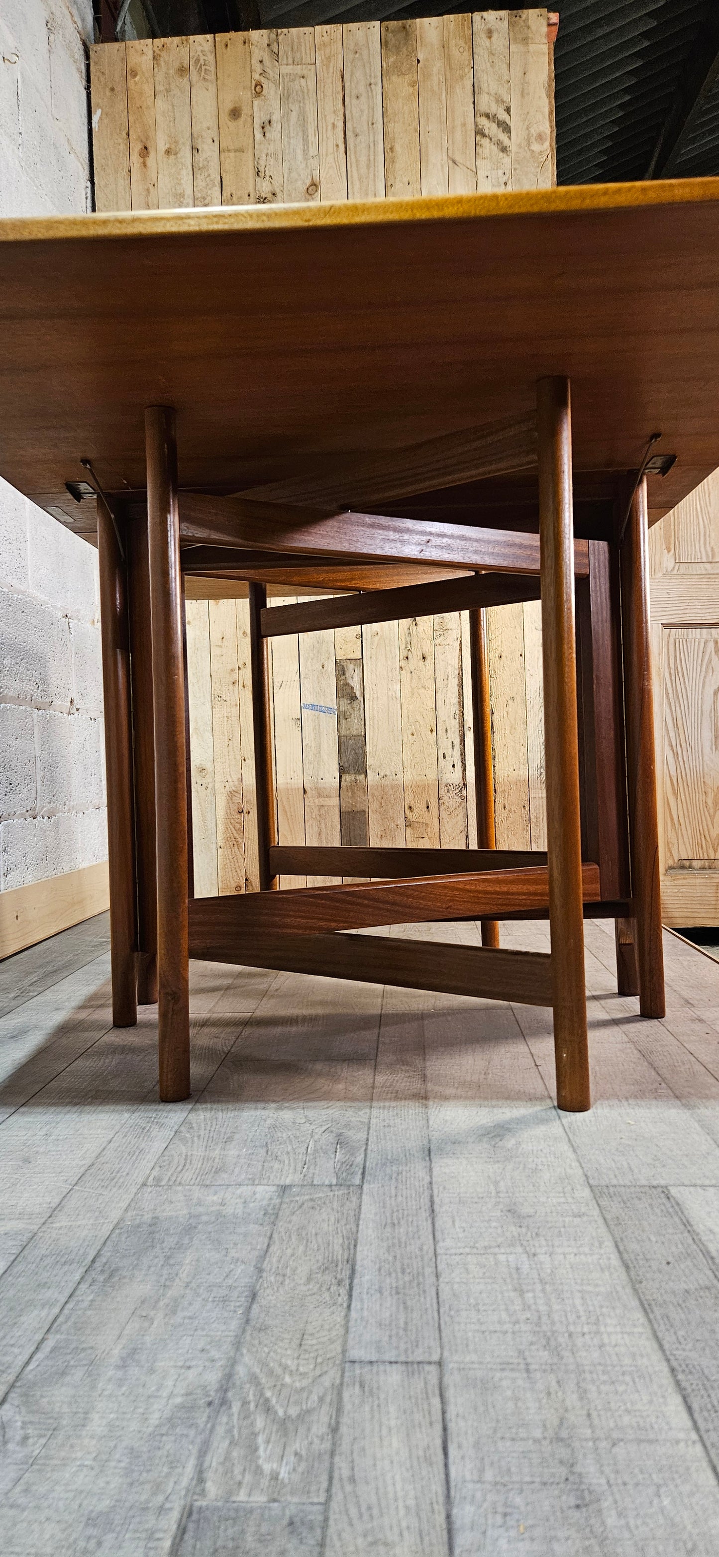 Mid century teak McIntosh drop leaf table and 4 teak chairs.