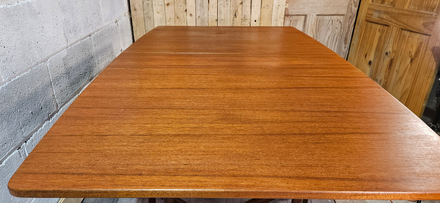 Mid century teak McIntosh drop leaf table and 4 teak chairs.