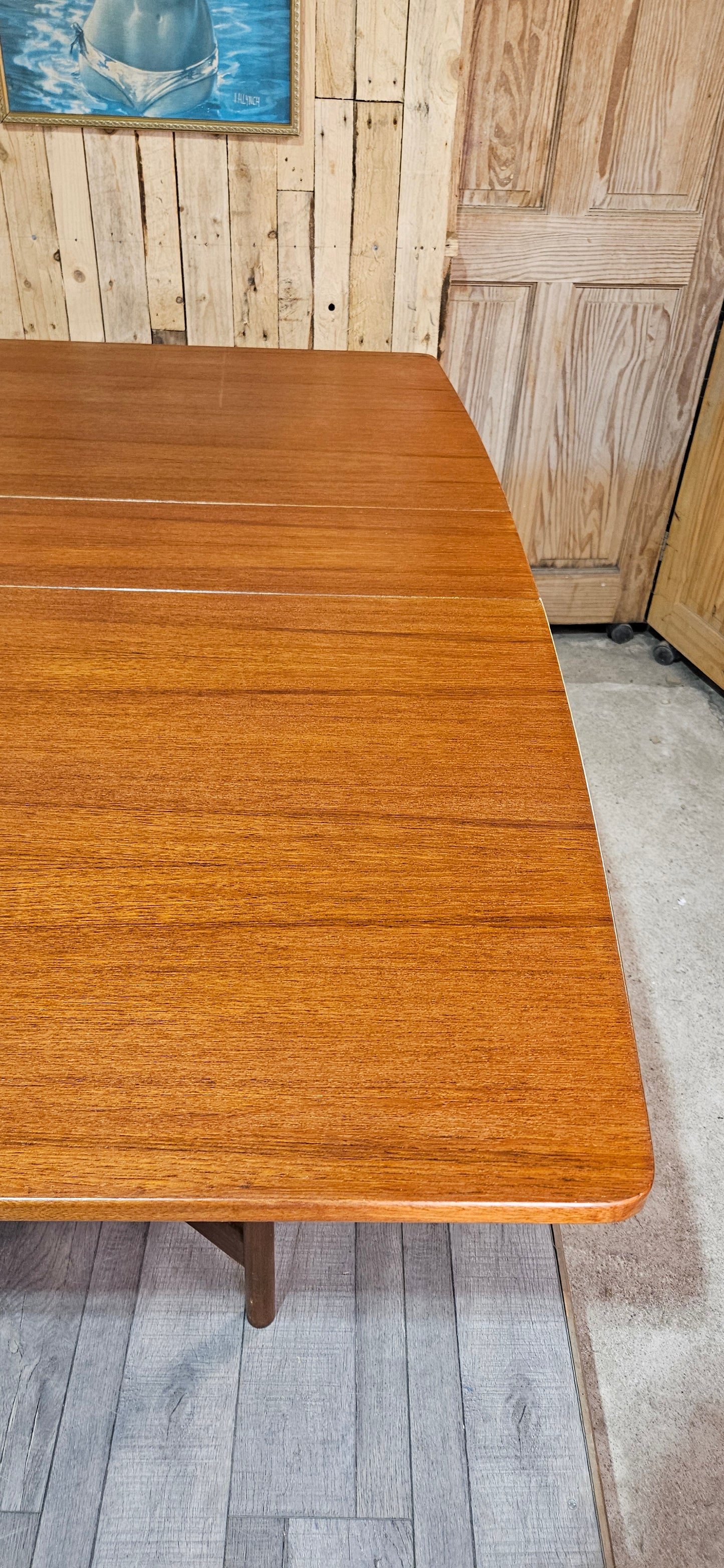 Mid century teak McIntosh drop leaf table and 4 teak chairs.