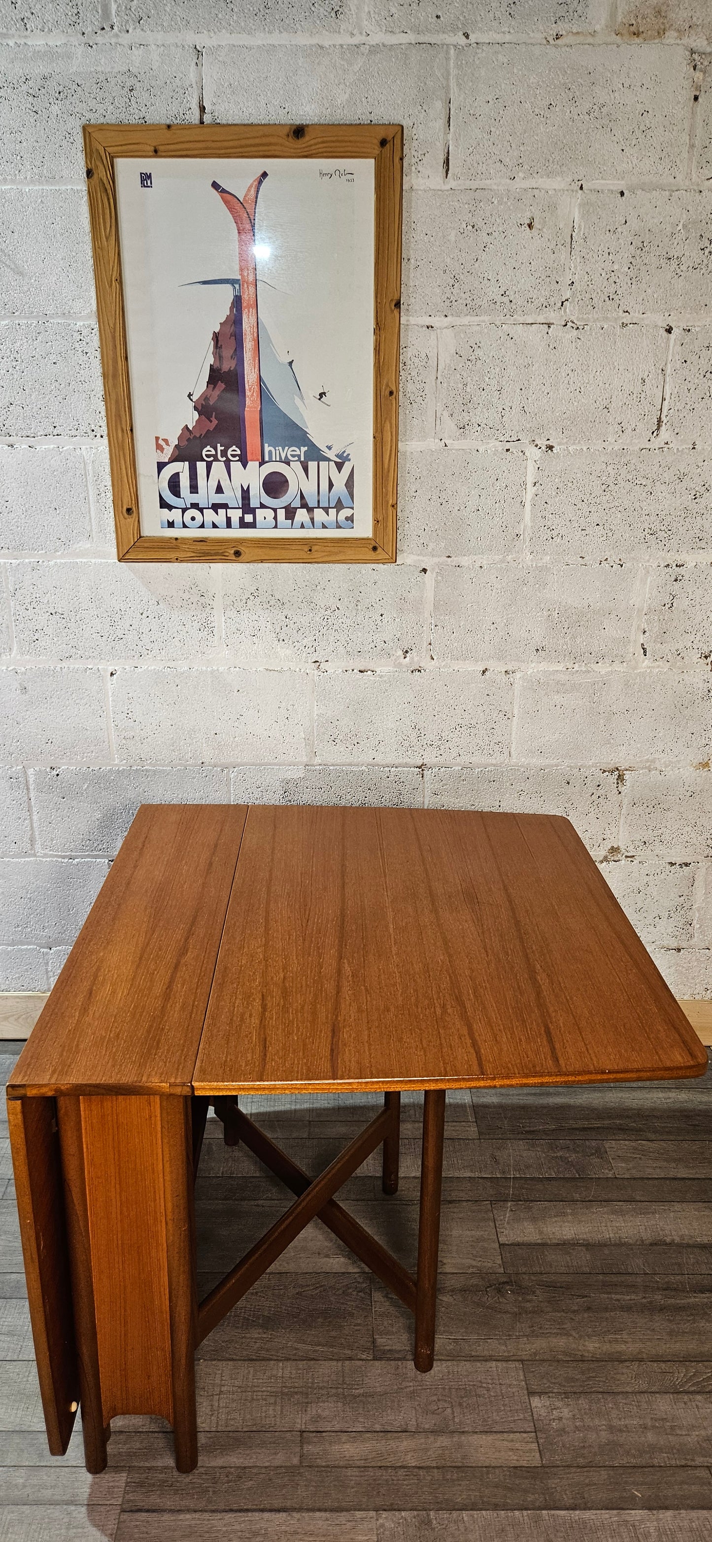 Mid century teak McIntosh drop leaf table and 4 teak chairs.