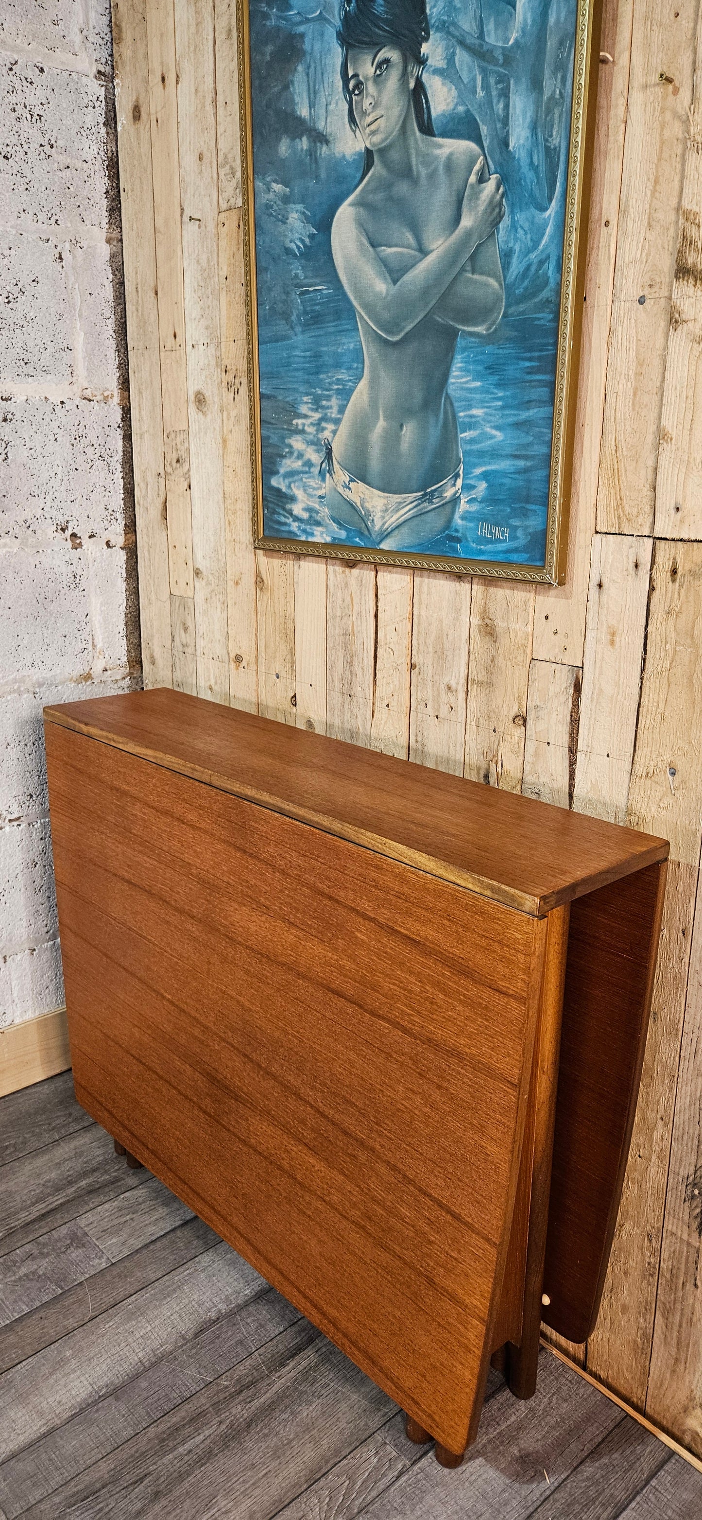 Mid century teak McIntosh drop leaf table and 4 teak chairs.