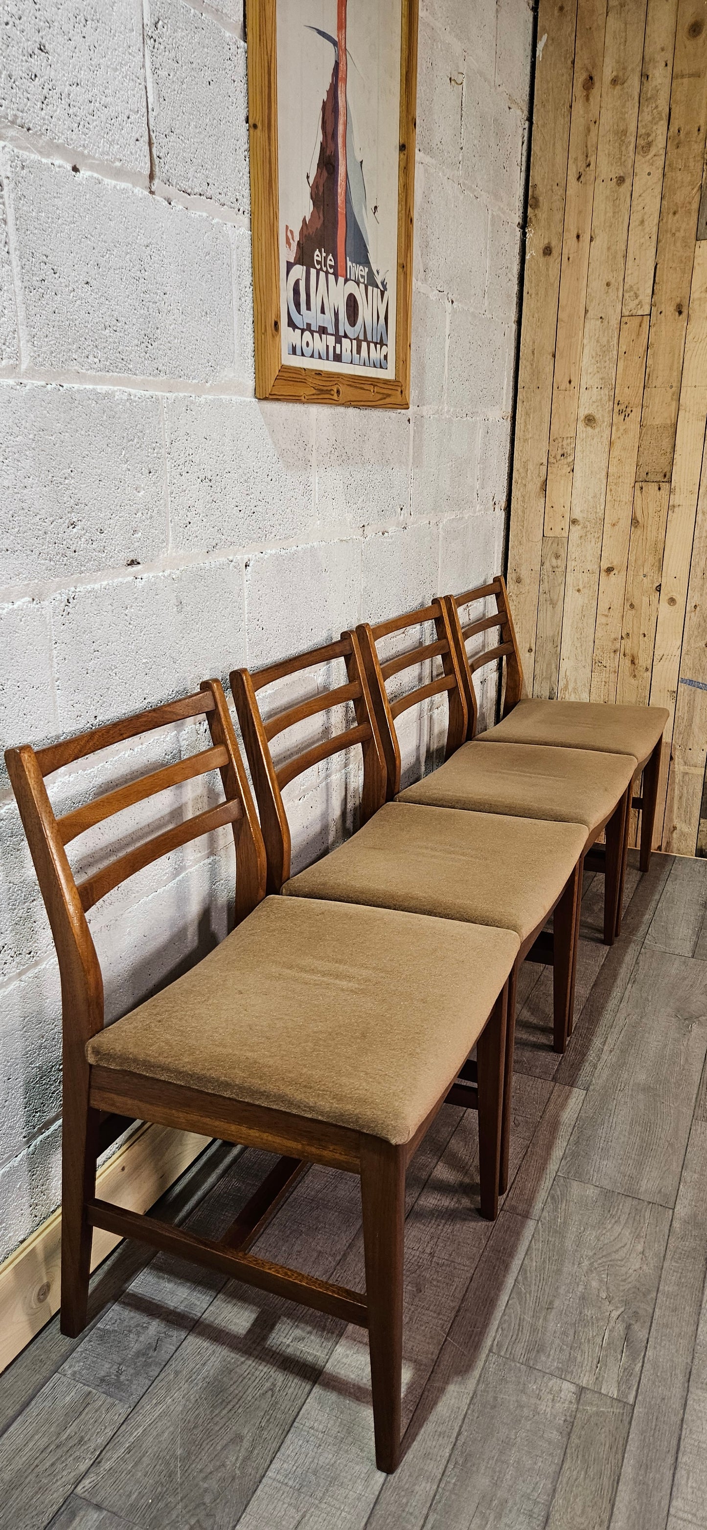 Mid century teak McIntosh drop leaf table and 4 teak chairs.