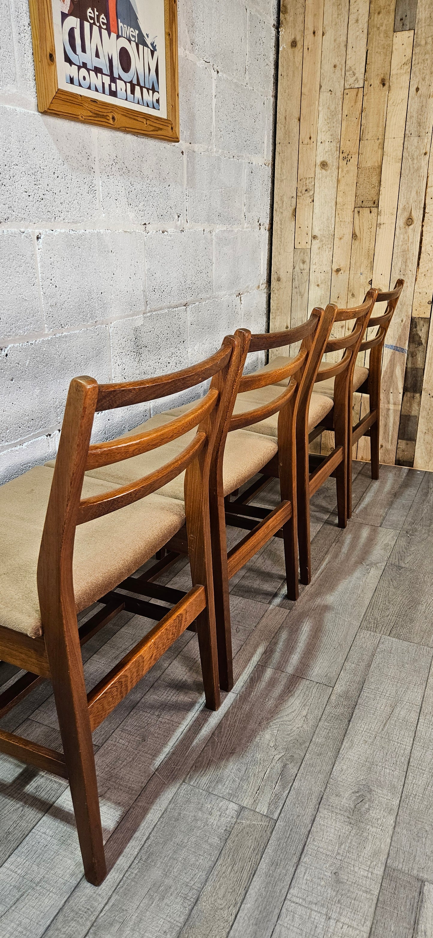 Mid century teak McIntosh drop leaf table and 4 teak chairs.